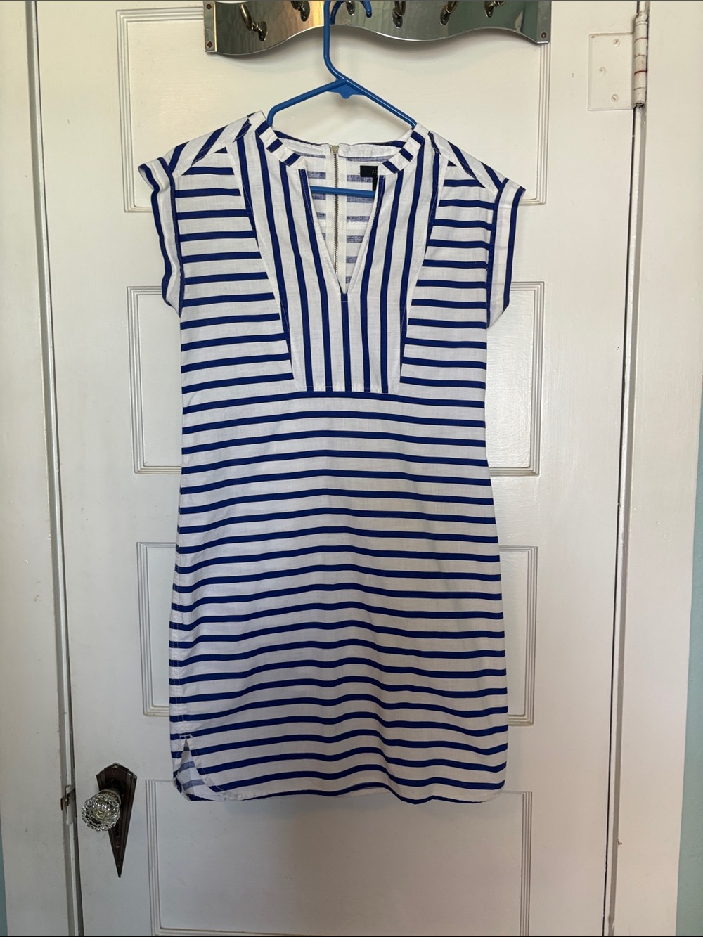 J. Crew Blue and White Striped Mini Shift Dress Size XXS